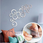 Sweet Circles Self-Adhesive Mirror Wall Sticker - 24 Pieces Total