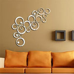 Sweet Circles Self-Adhesive Mirror Wall Sticker - 24 Pieces Total